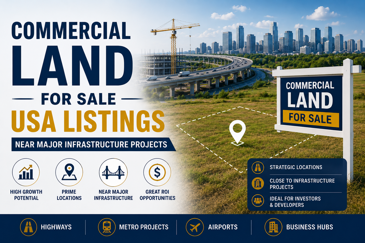 Commercial Land for Sale USA Listings Near Major Infrastructure Projects